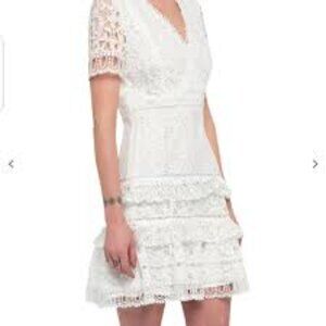 Cream Lace Dress with Ruffled Tiers